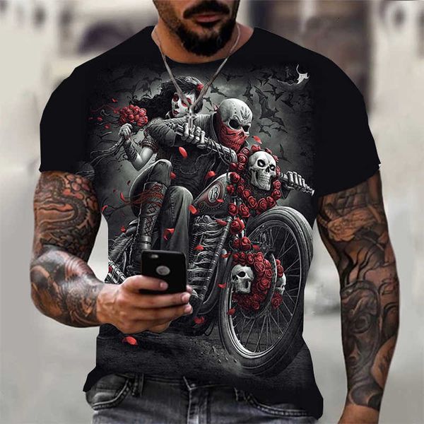 Vintage Mens T Shirt Skull Designer Brand Summer Fashion t 3d Print T-shirts Camisetas de hombre O-cuello Hip Hop Tops Horror Venta caliente Casual Harajuku Ropa de gran tamaño