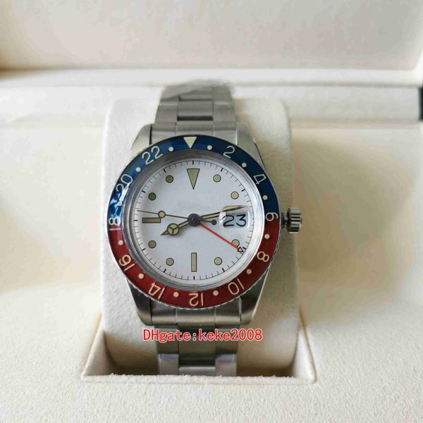 Reloj para hombre vintage clásico 40 mm GMT 16710 Esfera mate Rojo Azul Relojes Pepsi Zafiro inoxidable ETA 2836 Movimiento Mecánico Automático Relojes de pulsera para hombre