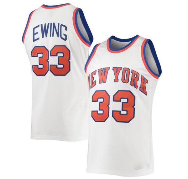 Vintage Mens White Basketball rétro Retro Food Hardwood Classic Mesh Patrick Ewing Youth Women Men S-XXL Sports City Jersey avec étiquettes