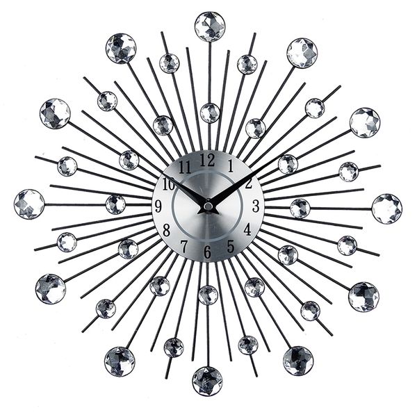 Vintage Métal Art Horloge Murale De Luxe Diamant Grande Montre Orologio Da Parete Morden Design Home Decor Wandklok Y200110
