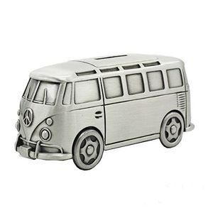 Vintage Metal City Bus Money Box de alta calidad Pewter Finish Schoolbus Saving Bank Juguetes Decoración de manualidades para niños Niños