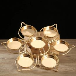Soporte de loto de loto de metal vintage soporte de lámpara de mantequilla de mantequilla de velas decoración de escritorio de casas