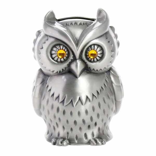 Tirelire Vintage en métal hibou en alliage de Zinc, figurines d'animaux, pièce de monnaie, Pot d'économie d'argent, café, Bar, boutique, artisanat, décoration de la maison, finition en étain