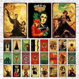 Vintage Métal Peinture Signe Jeu De Tir Bioshock Infinite Rétro Étain Affiche Mur Art Homme Cave Décor pour La Maison Bar Café Shabby Plaque Cadeau 30X20cm W03