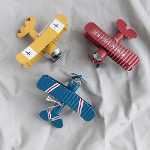 Modelo de avión de Metal Vintage, planeador de avión, biplano, modelo de avión, adorno de mesa, artesanía para niños, regalo de Navidad