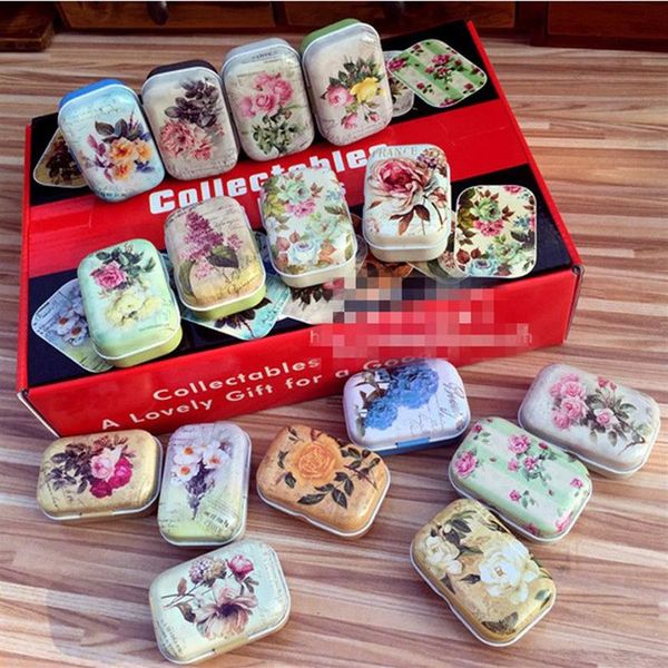 Vintage boîte en métal Mini bonbons thé conteneur fer bijoux mallette de rangement Maskeup organisateur portable pilule boîte cadeau décor à la maison Y1116294o