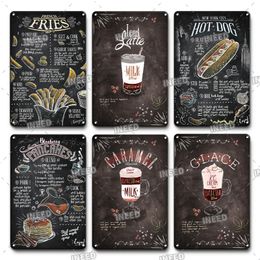Vintage metalen tinnen bord fastfood keukenplak voor restaurant barcafémenu, restaurant muurdecoratie, hamburger, steakmenu's