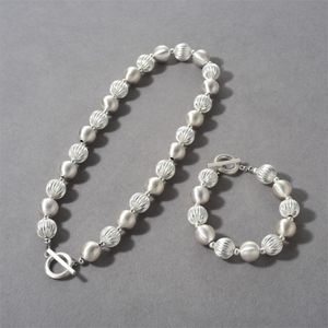 Vintage minimalistische grote/kleine kralen met metaal met metaal met schroefdraad ot buckle armband voor damesmodetrend unieke top sieraden