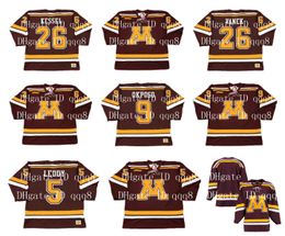 Vintage Minnesota Gophers Jersey 26 Thomas Vanek 26 Phil Kessel 9 Kyle Okposo 5 Nick Leddy Custom tout numéro de nom NCAA Jerseys de hockey