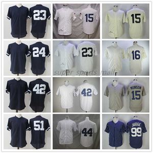 Maillot de baseball vintage Thurman Munson Biege 1951 Don Mattingly Gary Sanchez Mariano Rivera Reggie Jackson Bernie Williams juge