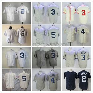 Jersey de béisbol vintage 3 Babe Ruth 2 Derek Jeter 4 Lou Gehrig 5 Joe DiMaggio 1939 Jerseys Hombres Mujeres Jóvenes