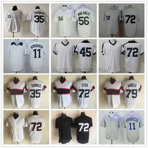 Jersey de béisbol vintage 72 Carlton Fisk 79 José Abreu 56 Mark Buehrle 11 Luis Aparicio 1959 1960 1976