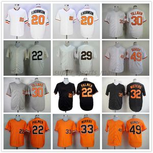 Maillot de baseball vintage 20 Frank Robinson 22 Jim Palmer 29 Satchel Paige 30 Chris Tillman 32 Matt Wieters 49 Dylan Bundy1953 1954 Maillots rétro