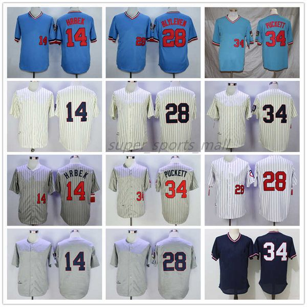 Maillot de baseball vintage 34 Kirby Puckett 29 Rod Carew 28 Bert Blyleven 14 Kent Hrbek 1969 Hommes Femmes Jeunes