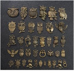 Vintage gemengd 20 stcs metalen uil vogels dier charmes kralen handgemaakt doe -het -zelf voor armband hanger ambachten sieraden maken jllpzj