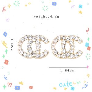 Vintage Gemengd 18K Verguld 925 Zilver Luxe Merk Ontwerpers Dubbele Letters Stud Geometrisch Beroemde Vrouwen Kristal Strass Parel Oorbel Bruiloft Feest Sieraden