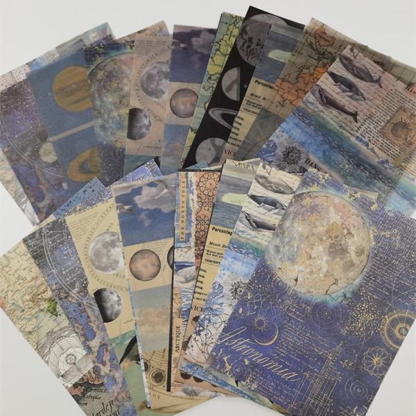 Vintage papier mixte univers planète océan Collage Scrapbooking Journal matériel fabrication de cartes bricolage rétro créatif mémo papeterie
