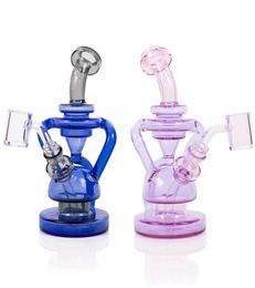 Vintage 8 Zoll Trio Recycler Glas BONG Shisha Rauchpfeifen Ölbrenner mit Banger kann Kundenlogo setzen