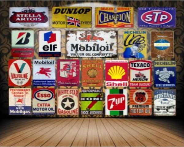 Vintage Mobil Motor Huile Signs d'étain Affiche en métal Elfe STP Valvoline Auto Motorcycle d'essence Garage Garage Shop Home Mur Decoration Home AR4028599