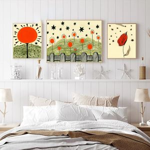 Vintage Modern Mid-Century Abstract Star Garden Art Mini Prints Canvas Painting Poster Sun Flower Pictures Nursery Decor 240408