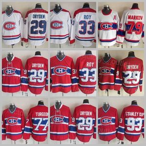 Vintage Montréal Throwback Canadiens Hockey 79 Andrei Markov Jersey Rétro 93 Coupe Stanley 29 Ken Dryden 33 Patrick Roy 77 Pierre Turgeon CCM''Nhl''Shirt