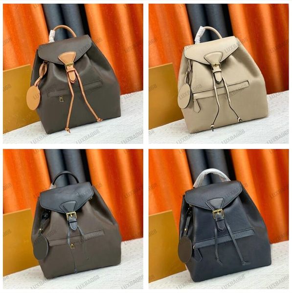 MONTSOURIS PM Designer Backpack Monograms Empreinte Canvas Leather Vintage Mochilas con hebilla y cordones de cuero