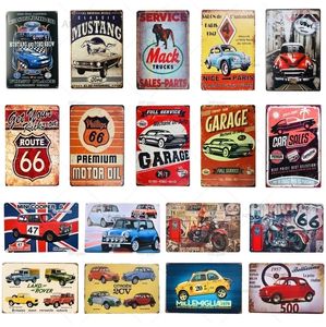 Vintage Motor Oil Metal Tin Signs Mustang Motocicletas Letrero de metal Coche Gasolina Garaje Ruta 66 Póster artístico Pub Club Decoración Placa de pared Decoración artística personalizada 30X20CM w01