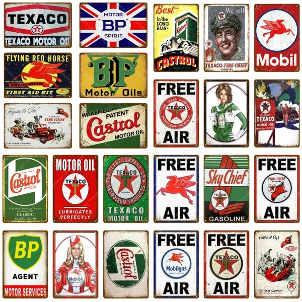 Vintage Motor Oil tin Signs Sky Chief art peinture Affiche en métal Wall Art Peinture Plaque Garage Gas Gasoline Station personnalisé Décor rétro plaque Taille 30X20CM w02