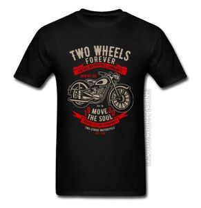Vintage Motorcycle Community Cycle Black T-shirt Two Wheels Forever Motobike Move the Soul Rider Tshirts Père Day Male5094722