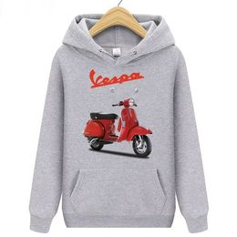 Vintage Motorcycle Mens Sweetshirt Sweat-shirt Hommes / femme Vespa Hooded Tops Pullover Youth Boy Vraies Sports Piaggio Scooter Maillot d'hiver