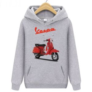 Vintage motorfiets heren hoodie sweatshirt heren/vrouw Vespa hooded tops trui jeugdjongen sportkleding Piaggio scooter wintertrui