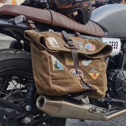 Sac de selle de moto vintage Saddle de motocross rétro imperméable sac à queue portable en cuir sac à queue à vélo de siège arrière 240418