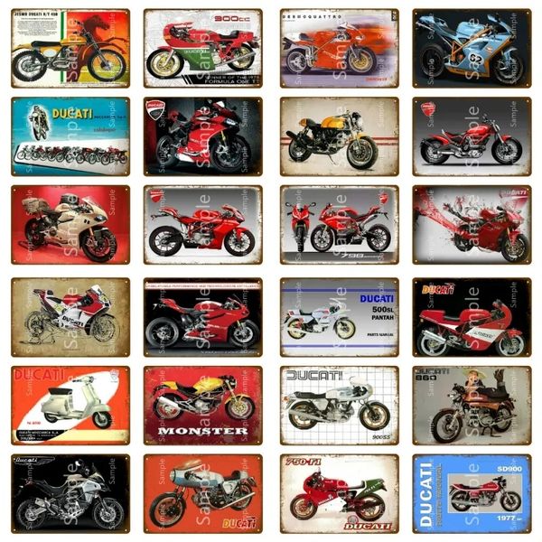 Vintage motos art peinture étain signe rétro moteur Garage décor métal affiche plaque pour homme cave Pub Bar décoration de la maison mur personnalisé décor taille 30X20CM w02