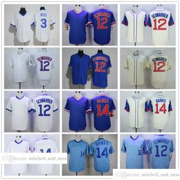 Vintage Movie Baseball Wears Jersey 12 Kyle Schwarber 14 Ernie Banks 3 David Ross 1968 1994 Maillots rétro