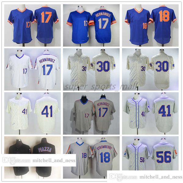 Vintage Movie Baseball Wears Jersey 17 Keith Hernandez 18 Darryl Strawberry 30 Michael Conforto 1969 31 Mike Piazza 41 Seaver Cespedes Hommes Femmes Jeunesse Taille S--XXXL