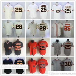 Vintage Movie Baseball Wears Jersey 28 Buster Posey 25 Barry Bonds 30 Orlando Cepeda 1962 Maillots vierges Hommes Femmes Taille S - XXXL