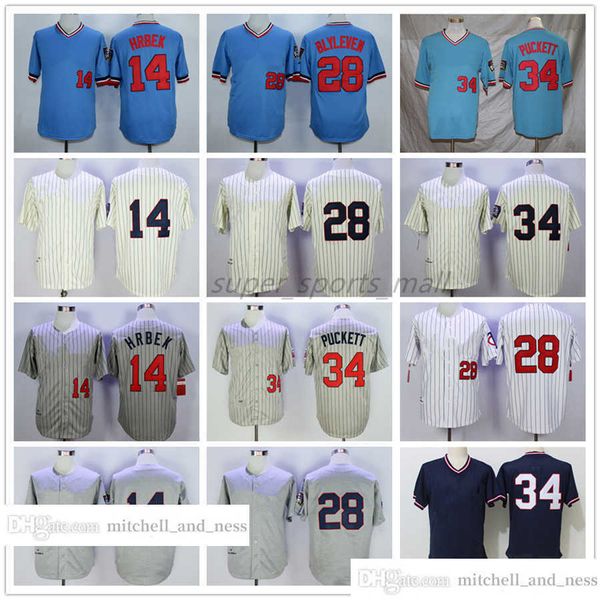Vintage Movie Baseball Wears Jersey 34 Kirby Puckett 29 Rod Carew 28 Bert Blyleven 14 Kent Hrbek 1969 Hommes Femmes Jeunesse Taille S--XXXL
