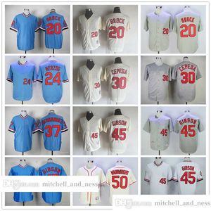 Vintage Movie Baseball Wears Jersey 50 Adam Wainwright 20 Lou Brock 24 Whitey Herzog 30 Orlando Cepeda hernandez Gibson 1944 1969 Maillots Hommes Femmes Jeunesse Taille S--XXXL