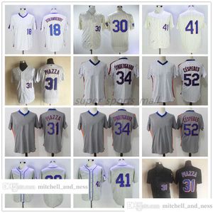 Vintage film honkbal draagt Jersey 52 Yoenis Cespedes 18 Darryl Strawberry 30 Michael Conforto 1969 31 Mike Piazza 41 Tom Seaver mannen vrouwen jeugd maat S--XXXL