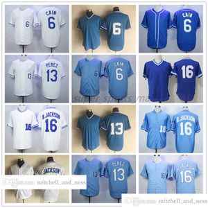 Vintage film honkbal draagt Jersey 6 Lorenzo Cain 13 Salvador Perez 16 Bo Jackson 5 George Brett 1985 mannen vrouwen jeugd maat S--XXXL