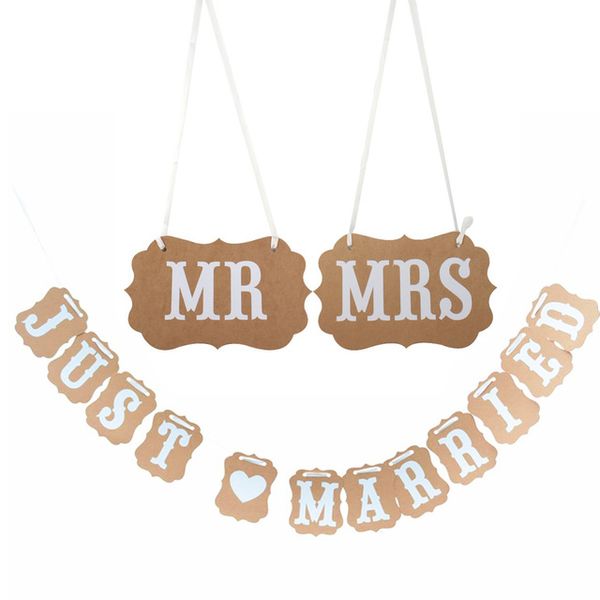 Vintage MR/MRS recién casados accesorios para fotos de boda Día de San Valentín guirnalda de boda rústica/banner para silla de boda photobooth