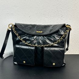 Vintage multi-pocket zakontwerper dames schoudertas koehide diamant goud hardware metaal gespiepen luxe handtas verstelbare ketting crossbody tas make-uptassen 24 30 cm