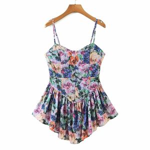 Vintage Multicolor Floral Print Sexy Sling Dress Dames Zomer Chiffon Super-Short Holiday Beach Sundress Vestido 210514