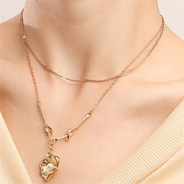 Vintage multilayer geometrische munt hanger ketting voor vrouwen goud kleur mode gedraaide parel dunne ketting nek sieraden