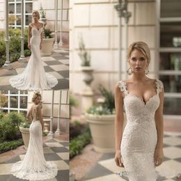 Vintage Naama Sexy Anat Full Lace Mermaid -jurken Applique pailletten Backless trouwjurk Bridal Jurken Sirena Vestidos de novia