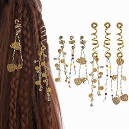 Vintage naturel cristal pierre coeur gland pendentif épingle à cheveux cheveux tresse pince mode cheveux tresse style épingles à cheveux tresse accessoires