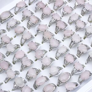 Bague Vintage en Quartz Rose naturel pour femmes, ensemble de bagues de fiançailles en cristal géométrique, cadeau féminin, bijoux fins, 25 pièces/lot, 240118