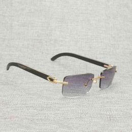 Vintage bois naturel lunettes de soleil hommes corne de buffle sans monture cadre lunettes femmes pour extérieur accessoire Oculos carré Gafas 012N
