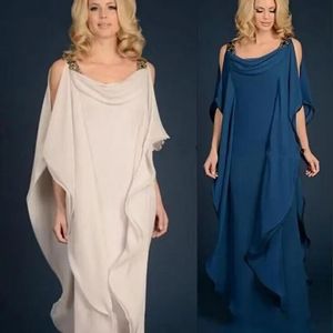 Robe mère de la mariée et du marié, Vintage, bleu marine, avec perles, à volants, longueur au sol, en mousseline de soie, robes de soirée de mariage, grande taille, 2024