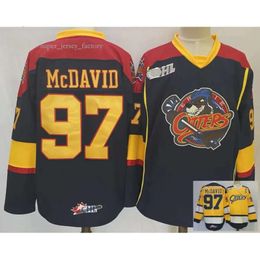Vintage NCAA Erie Otters College 97 Connor Mcdavid Maillots Hockey Ed Bleu Marine Jaune Chemises M-XXXL 3720 7040